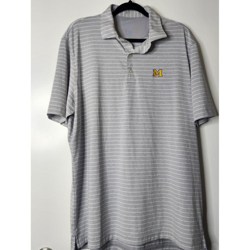 Johnnie-O Golf Performance Polo Shirt Mens XL Michigan Wolverines Striped